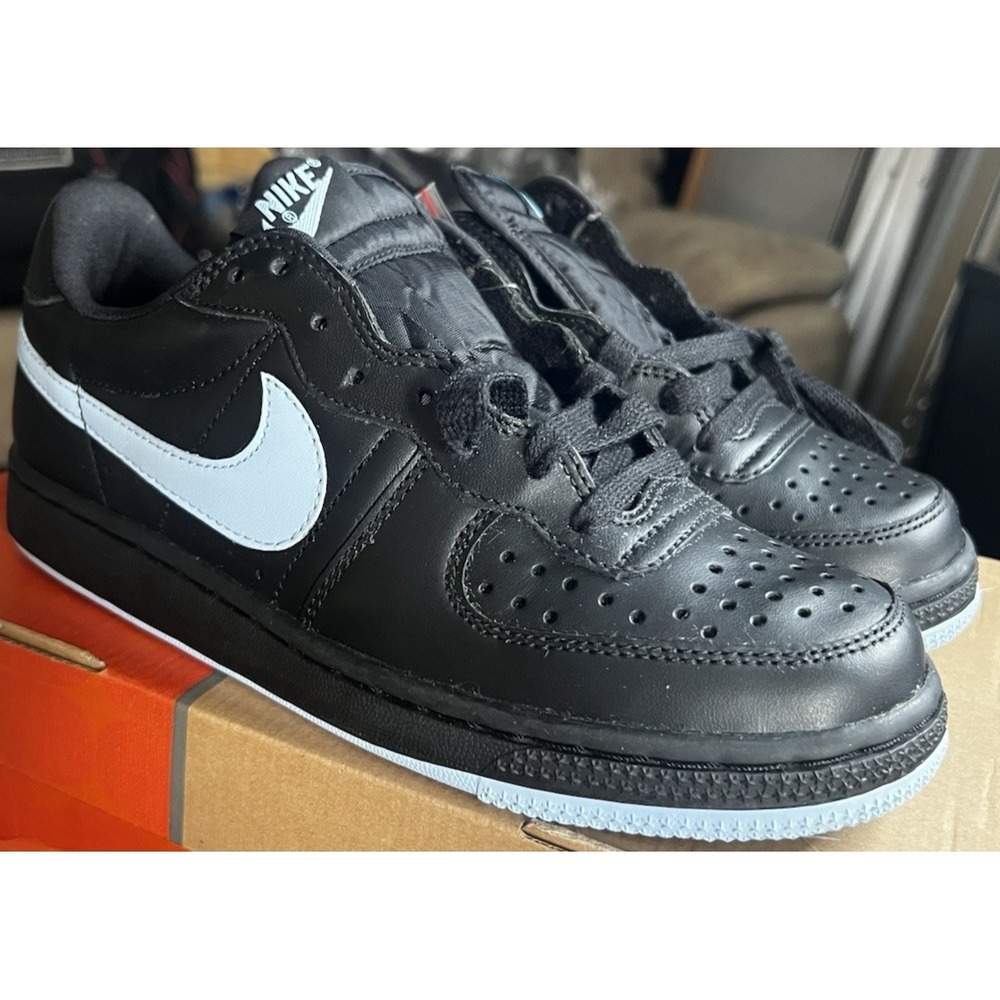 Nike Court Vision Low Women's Size 7.5 Lace-Up Black/Sky Blue Comfort Sneakers - Picture 2 of 9